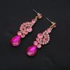 imageCSY Elegant Crystal Necklace Earrings Bracelet Ring Bridal Wedding Party Costume Jewelry Sets for Brides Women4 PcsSetGold PlatedHot Pink