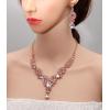 imageCSY Elegant Crystal Necklace Earrings Bracelet Ring Bridal Wedding Party Costume Jewelry Sets for Brides Women4 PcsSetGold PlatedPink