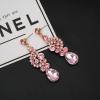 imageCSY Elegant Crystal Necklace Earrings Bracelet Ring Bridal Wedding Party Costume Jewelry Sets for Brides Women4 PcsSetGold PlatedPink