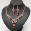 imageCSY Elegant Crystal Necklace Earrings Bracelet Ring Bridal Wedding Party Costume Jewelry Sets for Brides Women4 PcsSetGold TonePurple