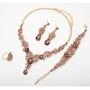imageCSY Elegant Crystal Necklace Earrings Bracelet Ring Bridal Wedding Party Costume Jewelry Sets for Brides Women4 PcsSetGold TonePurple