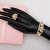 imageCSY Elegant Crystal Necklace Earrings Bracelet Ring Bridal Wedding Party Costume Jewelry Sets for Brides Women4 PcsSetRose Gold PlatedPeach Color