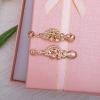 imageCSY Elegant Crystal Necklace Earrings Bracelet Ring Bridal Wedding Party Costume Jewelry Sets for Brides Women4 PcsSetRose Gold PlatedPeach Color