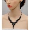 imageCSY Elegant Crystal Necklace Earrings Bracelet Ring Bridal Wedding Party Costume Jewelry Sets for Brides Women4 PcsSetgun blackblack crystal