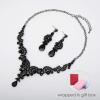 imageCSY Elegant Crystal Necklace Earrings Bracelet Ring Bridal Wedding Party Costume Jewelry Sets for Brides Women4 PcsSetgun blackblack crystal