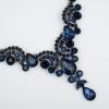 imageCSY Elegant Crystal Necklace Earrings Bracelet Ring Bridal Wedding Party Costume Jewelry Sets for Brides Women4 PcsSetnavy blue