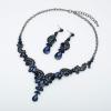 imageCSY Elegant Crystal Necklace Earrings Bracelet Ring Bridal Wedding Party Costume Jewelry Sets for Brides Women4 PcsSetnavy blue