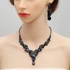 imageCSY Elegant Crystal Necklace Earrings Bracelet Ring Bridal Wedding Party Costume Jewelry Sets for Brides Women4 PcsSetnavy blue