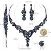 imageCSY Elegant Crystal Necklace Earrings Bracelet Ring Bridal Wedding Party Costume Jewelry Sets for Brides Women4 PcsSetnavy blue