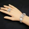 imageCSY Elegant Crystal Necklace Earrings Bracelet Ring Bridal Wedding Party Costume Jewelry Sets for Brides Women4 PcsSetwhite gold platedwhite
