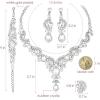 imageCSY Elegant Crystal Necklace Earrings Bracelet Ring Bridal Wedding Party Costume Jewelry Sets for Brides Women4 PcsSetwhite gold platedwhite
