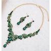 imageCSY Elegant Crystal Necklace Earrings Bracelet Ring Bridal Wedding Party Costume Jewelry Sets for Brides WomenEmerald Greengold tone