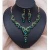 imageCSY Elegant Crystal Necklace Earrings Bracelet Ring Bridal Wedding Party Costume Jewelry Sets for Brides WomenEmerald Greengold tone