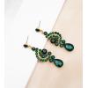 imageCSY Elegant Crystal Necklace Earrings Bracelet Ring Bridal Wedding Party Costume Jewelry Sets for Brides WomenEmerald Greengold tone
