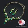 imageCSY Elegant Crystal Necklace Earrings Bracelet Ring Bridal Wedding Party Costume Jewelry Sets for Brides WomenGold PlatedGreen and White crystal