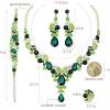 imageCSY Elegant Crystal Necklace Earrings Bracelet Ring Bridal Wedding Party Costume Jewelry Sets for Brides WomenGold PlatedGreen and White crystal