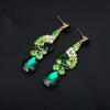 imageCSY Elegant Crystal Necklace Earrings Bracelet Ring Bridal Wedding Party Costume Jewelry Sets for Brides WomenGold PlatedGreen and White crystal
