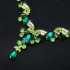 imageCSY Elegant Crystal Necklace Earrings Bracelet Ring Bridal Wedding Party Costume Jewelry Sets for Brides WomenGold PlatedGreen and White crystal