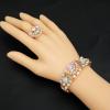 imageCSY Elegant Crystal Necklace Earrings Bracelet Ring Bridal Wedding Party Costume Jewelry Sets for Brides WomenIridescent AB Crystal  Gold tone