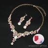 imageCSY Elegant Crystal Necklace Earrings Bracelet Ring Bridal Wedding Party Costume Jewelry Sets for Brides WomenIridescent AB Crystal  Gold tone