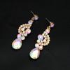 imageCSY Elegant Crystal Necklace Earrings Bracelet Ring Bridal Wedding Party Costume Jewelry Sets for Brides WomenIridescent AB Crystal  Gold tone