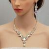 imageCSY Elegant Crystal Necklace Earrings Bracelet Ring Bridal Wedding Party Costume Jewelry Sets for Brides WomenIridescent AB Crystal  Gold tone