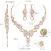 imageCSY Elegant Crystal Necklace Earrings Bracelet Ring Bridal Wedding Party Costume Jewelry Sets for Brides WomenIridescent AB Crystal  Gold tone