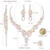 imageCSY Elegant Crystal Necklace Earrings Bracelet Ring Bridal Wedding Party Costume Jewelry Sets for Brides WomenIridescent AB Crystal  Silver tone