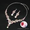 imageCSY Elegant Crystal Necklace Earrings Bracelet Ring Bridal Wedding Party Costume Jewelry Sets for Brides WomenIridescent AB Crystal  Silver tone