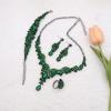 imageCSY Elegant Crystal Necklace Earrings Bracelet Ring Bridal Wedding Party Costume Jewelry Sets for Brides Womenemeraldblack tone