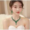 imageCSY Elegant Crystal Necklace Earrings Bracelet Ring Bridal Wedding Party Costume Jewelry Sets for Brides Womenemeraldblack tone