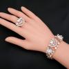 imageCSY Elegant Crystal Necklace Earrings Bracelet Ring Bridal Wedding Party Costume Jewelry Sets for Brides Womenwhite crystal  rose gold tone