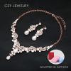 imageCSY Elegant Crystal Necklace Earrings Bracelet Ring Bridal Wedding Party Costume Jewelry Sets for Brides Womenwhite crystal  rose gold tone
