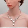 imageCSY Elegant Crystal Necklace Earrings Bracelet Ring Bridal Wedding Party Costume Jewelry Sets for Brides Womenwhite crystal  rose gold tone