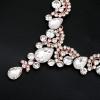 imageCSY Elegant Crystal Necklace Earrings Bracelet Ring Bridal Wedding Party Costume Jewelry Sets for Brides Womenwhite crystal  rose gold tone