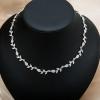 imageCSY Elegant Leaf Cluster Choker Necklace Earrings Bracelet Set for Bride Bridesmaids Bridal Wedding Jewelry Set Prom Formal Costume AccessoriesIridescent AB rhinestonesilver tone