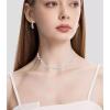 imageCSY Elegant Leaf Cluster Choker Necklace Earrings Bracelet Set for Bride Bridesmaids Bridal Wedding Jewelry Set Prom Formal Costume AccessoriesIridescent AB rhinestonesilver tone