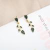 imageCSY Elegant Leaf Cluster Choker Necklace Earrings Bracelet Set for Bride Bridesmaids Bridal Wedding Jewelry Set Prom Formal Costume Accessoriesgreen rhinestonesgold tone