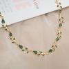 imageCSY Elegant Leaf Cluster Choker Necklace Earrings Bracelet Set for Bride Bridesmaids Bridal Wedding Jewelry Set Prom Formal Costume Accessoriesgreen rhinestonesgold tone