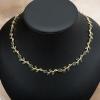 imageCSY Elegant Leaf Cluster Choker Necklace Earrings Bracelet Set for Bride Bridesmaids Bridal Wedding Jewelry Set Prom Formal Costume Accessoriesgreen rhinestonesgold tone
