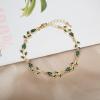 imageCSY Elegant Leaf Cluster Choker Necklace Earrings Bracelet Set for Bride Bridesmaids Bridal Wedding Jewelry Set Prom Formal Costume Accessoriesgreen rhinestonesgold tone