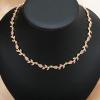 imageCSY Elegant Leaf Cluster Choker Necklace Earrings Bracelet Set for Bride Bridesmaids Bridal Wedding Jewelry Set Prom Formal Costume Accessorieshot pink rhinestonesgold tone