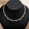 imageCSY Elegant Leaf Cluster Choker Necklace Earrings Bracelet Set for Bride Bridesmaids Bridal Wedding Jewelry Set Prom Formal Costume Accessorieswhite rhinestonesgold tone