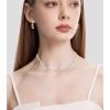 imageCSY Elegant Leaf Cluster Choker Necklace Earrings Bracelet Set for Bride Bridesmaids Bridal Wedding Jewelry Set Prom Formal Costume Accessorieswhite rhinestonesgold tone