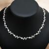 imageCSY Elegant Leaf Cluster Choker Necklace Earrings Bracelet Set for Bride Bridesmaids Bridal Wedding Jewelry Set Prom Formal Costume Accessorieswhite rhinestonessilver tone