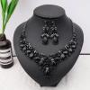 imageCSY Elegant Teardrop Crystal Wedding Jewelry Sets for Women Bridal Statement Necklace Earrings Bride Bridesmaid Costume Accessoriesblack