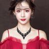 imageCSY Elegant Teardrop Crystal Wedding Jewelry Sets for Women Bridal Statement Necklace Earrings Bride Bridesmaid Costume Accessoriesblack