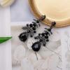 imageCSY Elegant Teardrop Crystal Wedding Jewelry Sets for Women Bridal Statement Necklace Earrings Bride Bridesmaid Costume Accessoriesblack