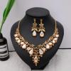 imageCSY Elegant Teardrop Crystal Wedding Jewelry Sets for Women Bridal Statement Necklace Earrings Bride Bridesmaid Costume Accessorieschampagne gold