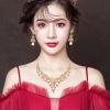 imageCSY Elegant Teardrop Crystal Wedding Jewelry Sets for Women Bridal Statement Necklace Earrings Bride Bridesmaid Costume Accessorieschampagne gold